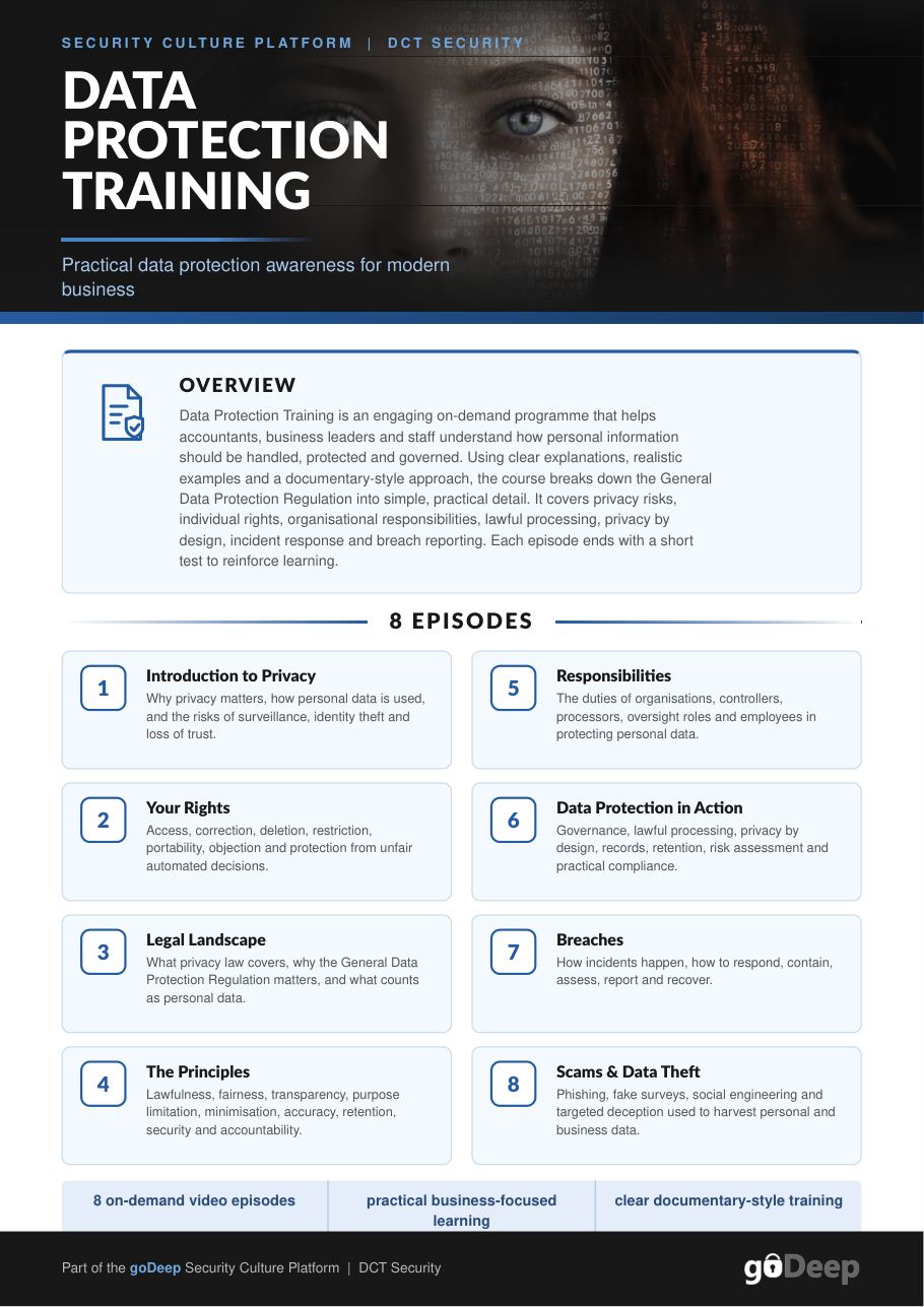 Data Protection Training brochure cover